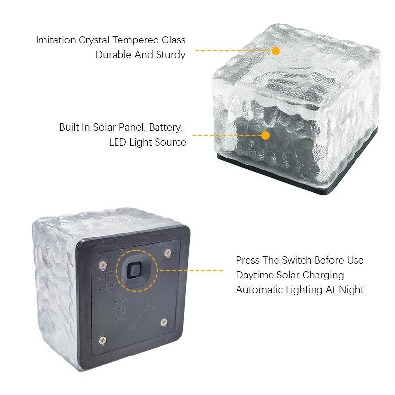 Солнечный уличный кубик льда кирпичи камни огни солнечный 1 светодиод в земле дорожки патио двор сад светящийся свет