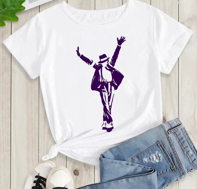 Графическая мужская и детская футболка Michael Jackson Y2K Высококачественный хлопок Повседневная летняя Рок-мода Короткий рукав Круглый вырез Футболка