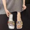 2024 Summer New Women Crystal Women's Slippers Open Toed Shoes for Women Fashion Luxury Beach Non-slip Flip Flops Female Zapatos
