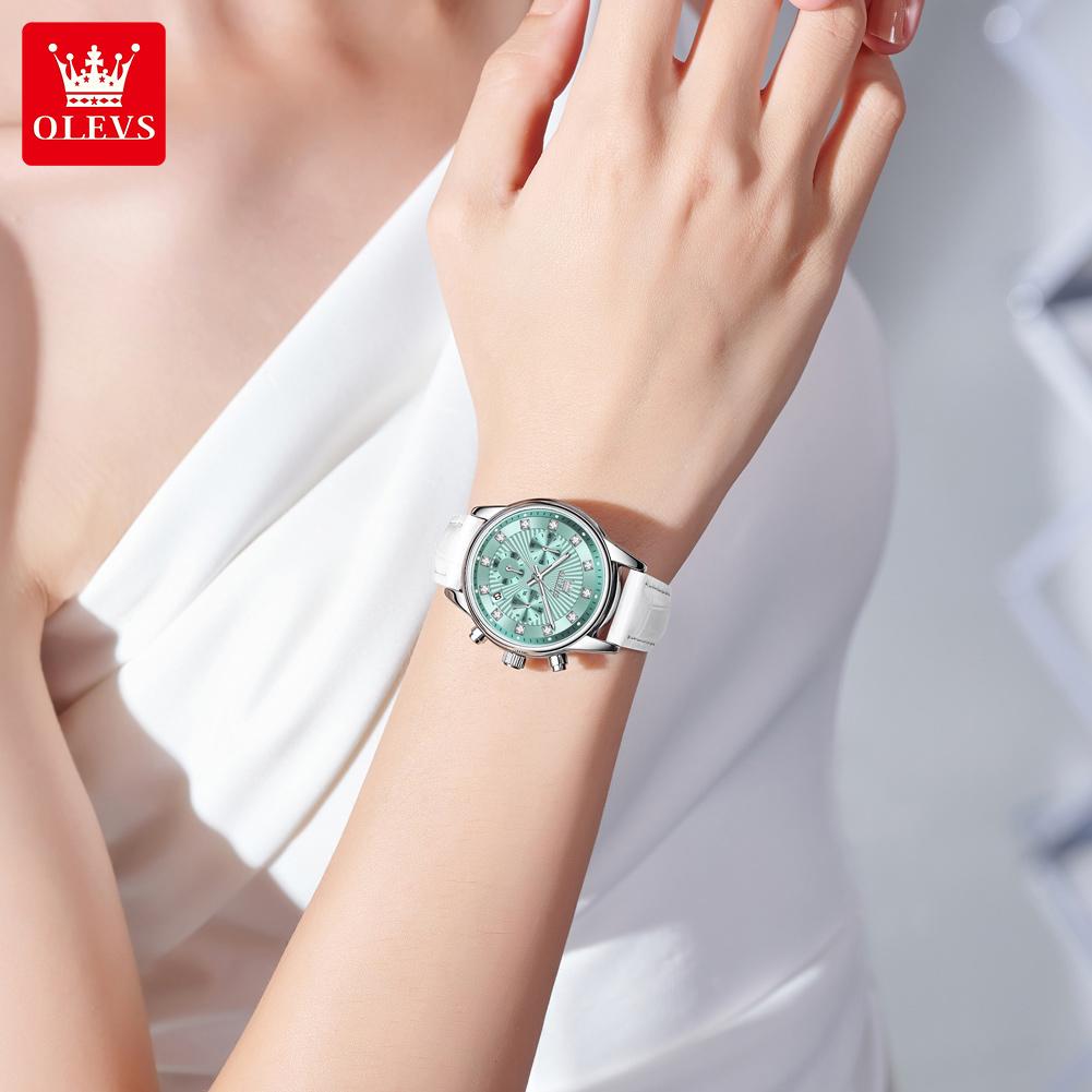 OLEVS Бизнес хронограф кварцевые часы для женщин оригинальный календарь модные женские наручные часы водонепроницаемые женские наручные часы