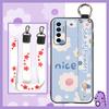 Durable Ring Phone Case For Tecno Camon17P Phone Holder Silicone Waterproof Dirt-resistant Flower Oil Painting Lanyard