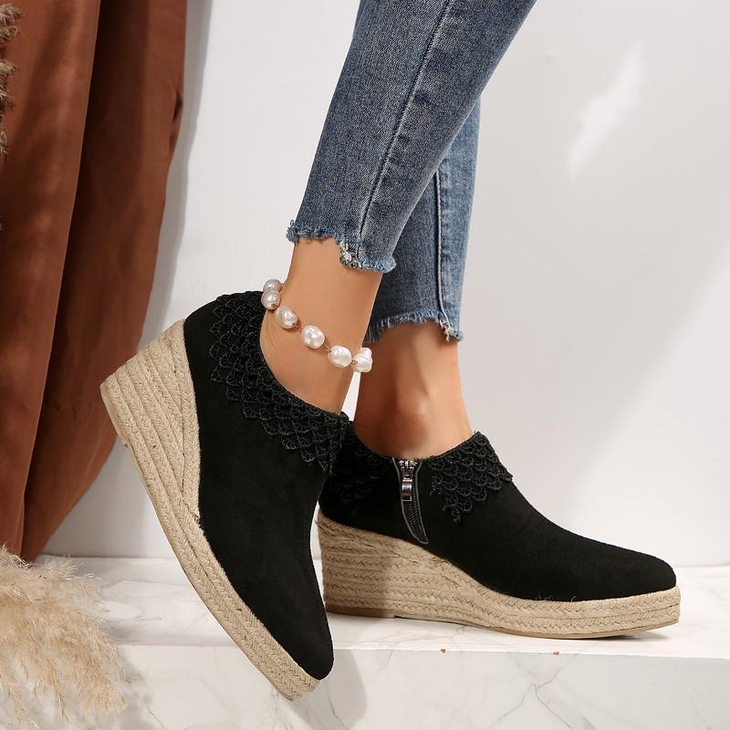 Женская обувь 2024 года, горячая распродажа, Рим, женские туфли на высоком каблуке, повседневные туфли-лодочки на платформе, женские туфли на шнуровке с боковой молнией на танкетке, женская обувь для активного отдыха Zapatos