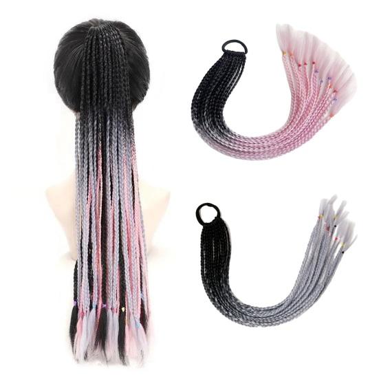 Женский парик с искусственным хвостом, синтетический цветной плетеный хвост, наращивание волос с эластичной резинкой, противоскользящее классное украшение для волос