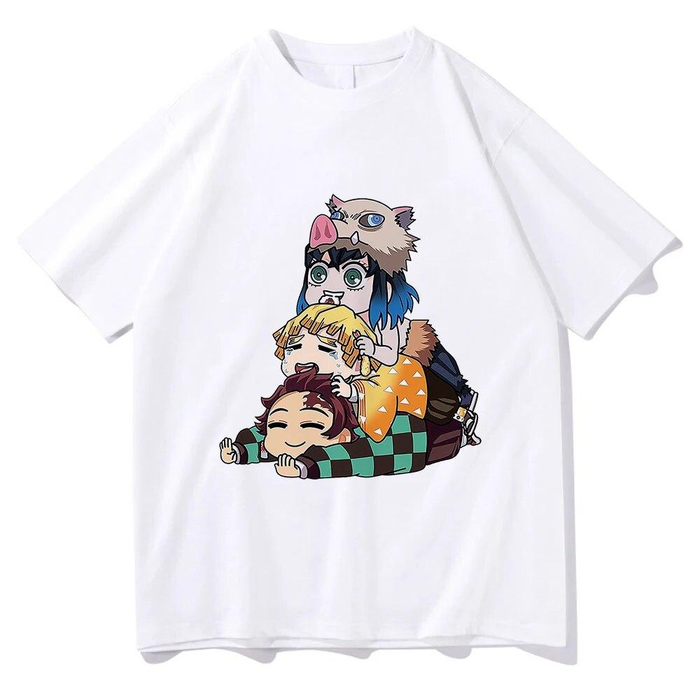 Футболка Demon Slayer Kimetsu No Yaiba унисекс Harajuku Inosuke Tanjirou Muichirou Zenitsu футболка унисекс аниме Unisexga хлопковая футболка унисекс