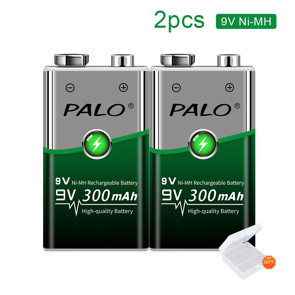 PALO 9V Rechargeable Battery 9 Volt Lithium Li-ion Battery 6F22 9V Crown Battery Ni-MH Batteries for Multimeter Metal Detector