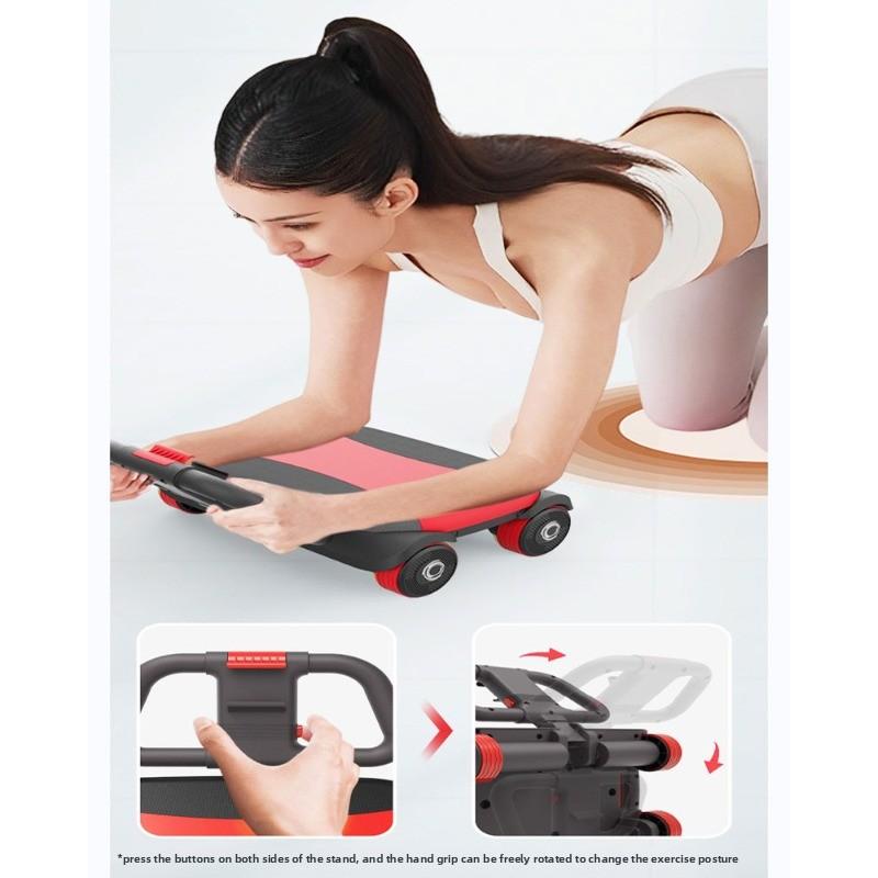4 Wheel Ab Roller Automatic Recoil Abdominal Wheel Trainer for Men Women Core Workout Equipment for Home Gym Fitness