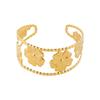ZR0111 stainless steel European and American fashion ring retro niche design flower bracelet opening adjustable jewelry women