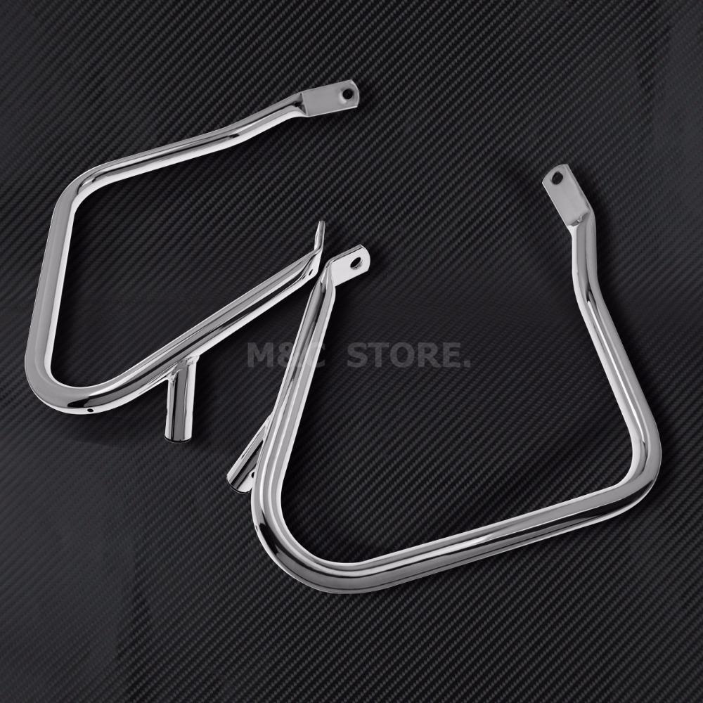 Motorcycle Black/Black&Chrome Saddlebag Bracket Guard Set w/ Support Bar For Harley Touring Road King Electra Glide 2014-2020