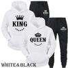 Женский и мужской парный костюм с капюшоном и длинными рукавами, с принтом короля и королевы, комплект с капюшоном для влюбленных