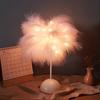 Yousheng Feather Night Light Table Lamp LED Romantic Bedside Lamp for Girls Room Wedding Party Decor Battery Powered Decorative Accent Light for Home