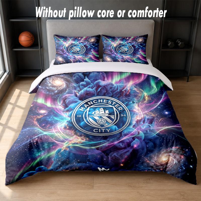 Manchester City Design Bed Bedding Set 1 Duvet Cover + 2 Pillowcases Soft Breathable Household Bed Linens