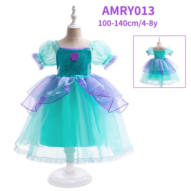 Mermaid Costume Dress Girls Princess Party Gown Cosplay Outfit Festival Performance Wear