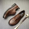 Кожаные туфли Мужская модная кожаная повседневная обувь Круглая деловая обувь Универсальная обувь в британском стиле Туфли с низким верхом Трендовая обувь