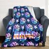 Volleyball And Stars Pattern Design Artwork Multipurpose Customizable Blanket Customize Text Durable Comfort Versatile For Sofa Couch Office Bed
