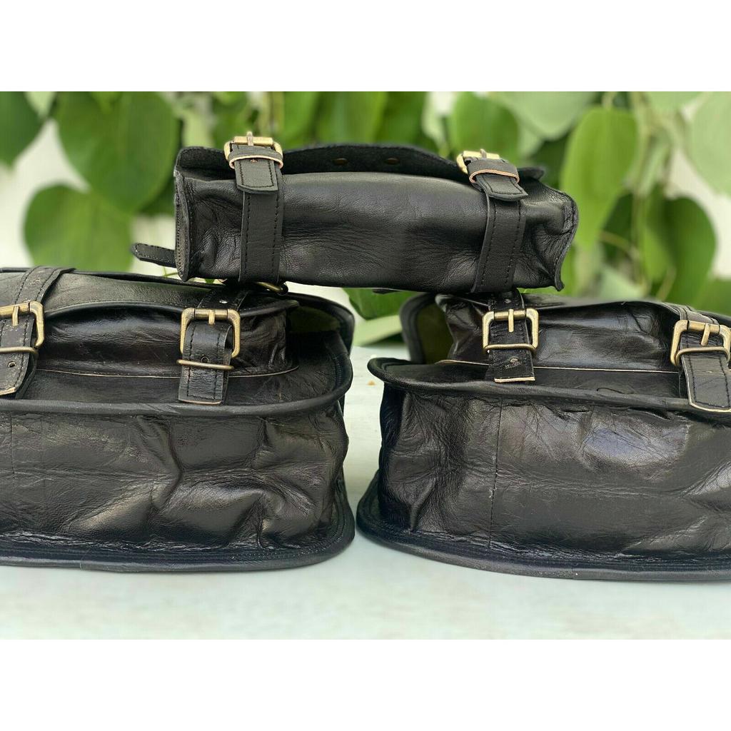 Кожаная сумка для инструментов, не требующая багажа, комбинированный набор 3 в 1, седельная сумка для мотоцикла, подлинная