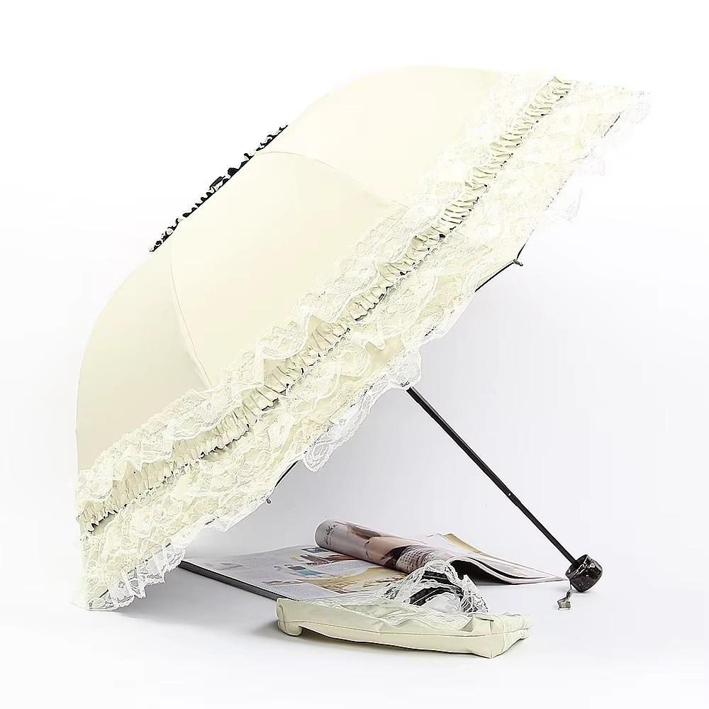 Lolita Lace Sun Umbrella Anti-UV Protection Princess Female Parasol Vintage Folding Umbrella