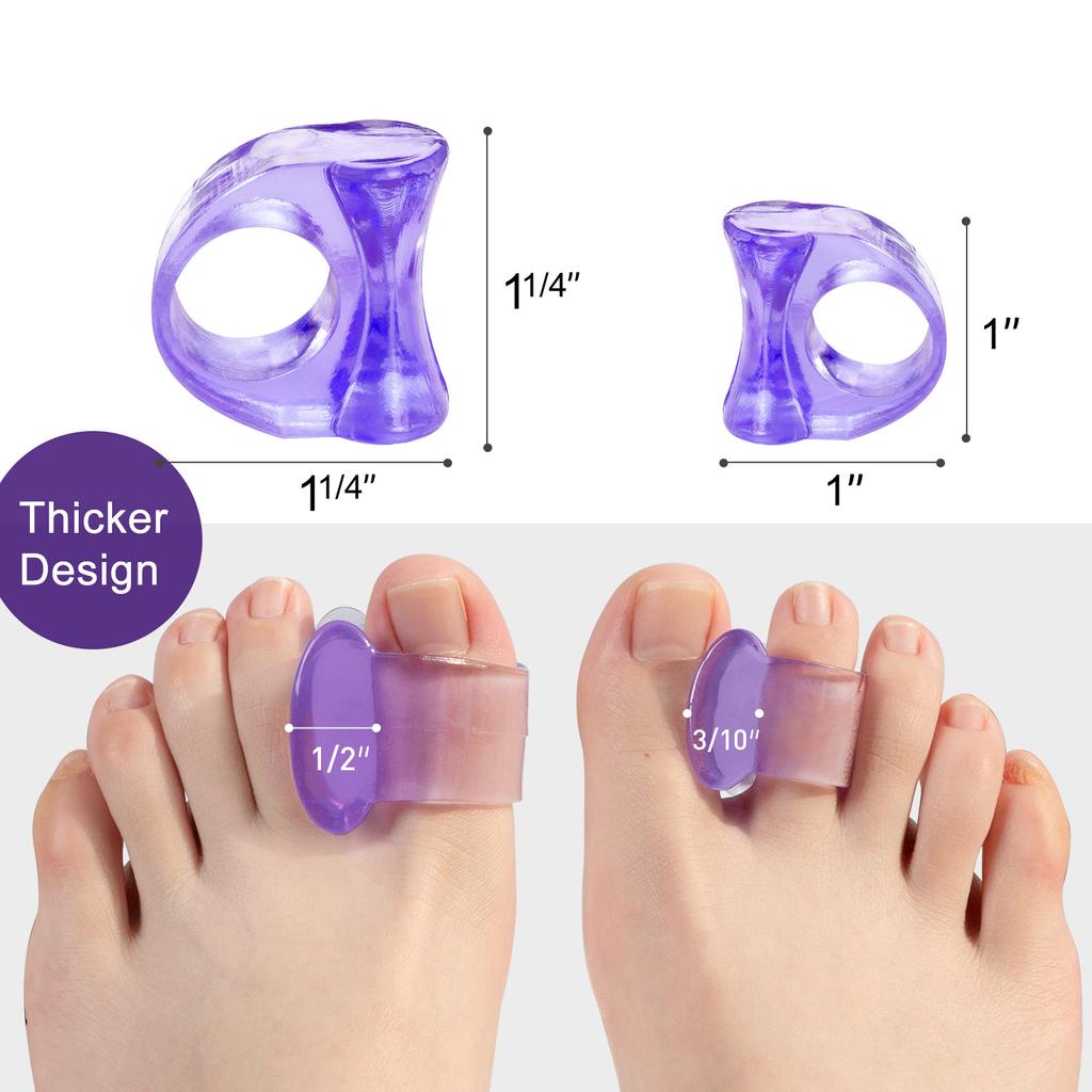 Sumifun 4 Pairs of Purple One-toe Hole Soft Silicone Toe Separators Multiple Yards Toe Cover Toe Corrector Toe Protector Foot Care