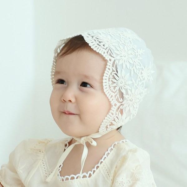 Ujuai Infant Roel Lace Bonnet, 17 X 19 Cm, Ivory, Popular Baby Clothes In Korea