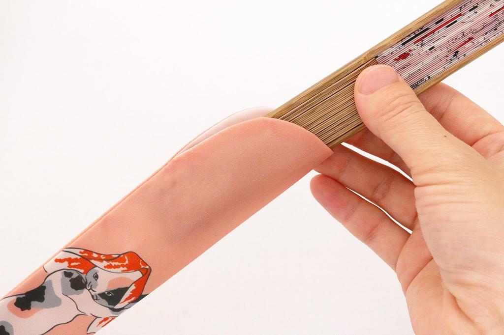 Кёю Чехол и сумка для складного веера Японский Розовый Набор, Стиль, Юката, Шелк, Укиё-э, Куниёси, «Любитель кошек Пятьдесят три кошки»,