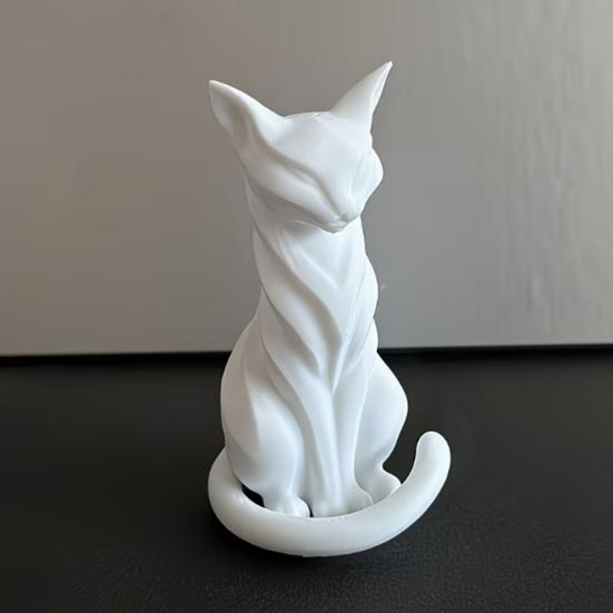 Скульптура кошки, 3D-печать, матовый белый, настольный декор с художественными линиями, домашние украшения для полки, минималистичный декор, подарок для любителей кошек