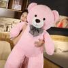 Oversized Teddy Bear Plush Toy With Checkered Bow Decoration For Gift Kids