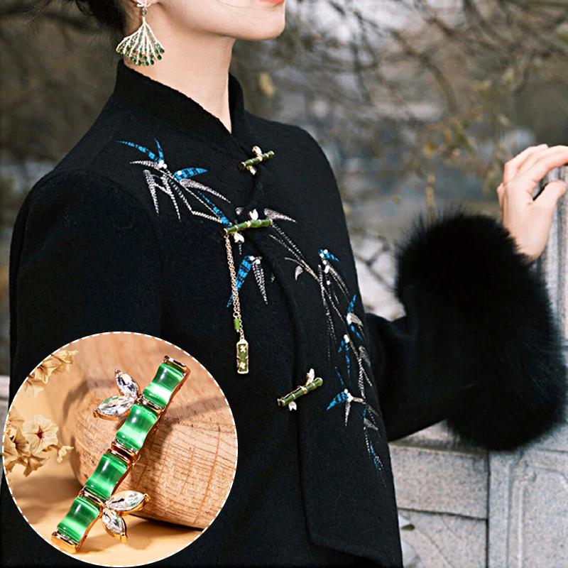 4 шт. пряжка из бамбукового узла в старинном стиле с бриллиантами, модные аксессуары для костюмов в китайском стиле, металлическая лягушка кошачий глаз