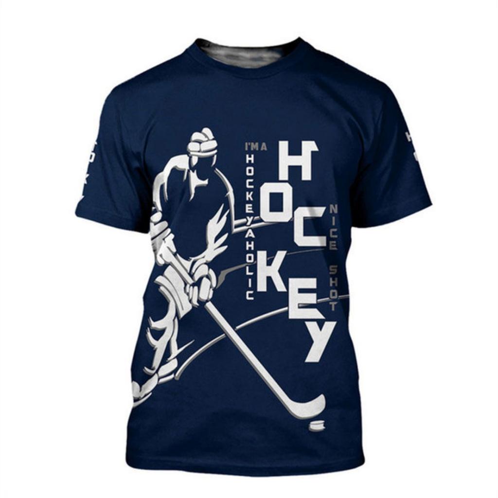 Summer Hockey Men'S T-Shirt Short Sleeve 3d Printed Street Personality Fitness Oversized O-Collar Lightweight Quick-Drying Top