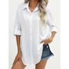 Women'S Plus Size Formal Shirt Plain Long Sleeve Turn DownCollar Button Up Workwear Shirt
