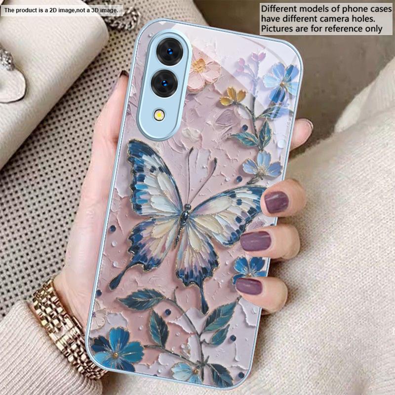 Элегантная розовая бабочка Для Samsung S26 S22 S8 S9 S10 S20 Ultra S21 Pro S22 Plus S23 FE S24Ultra S25 Edge S24+ Стеклянный чехол для телефона