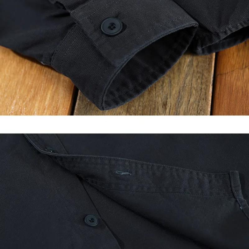 Японский стиль рабочая одежда хлопковые мужские рубашки весна/осень повседневная рубашка с длинным рукавом уличная одежда двойной карман свободный топ на пуговицах