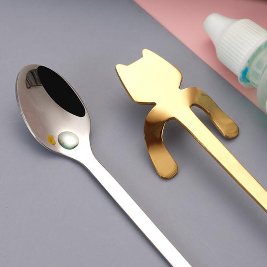 Ложка для кофе в форме кошки, чайная ложка из нержавеющей стали, подвесная чашка, чайная ложка для смешивания напитков, милая ложка для молочного коктейля в форме кошки, подарок любителю кофе