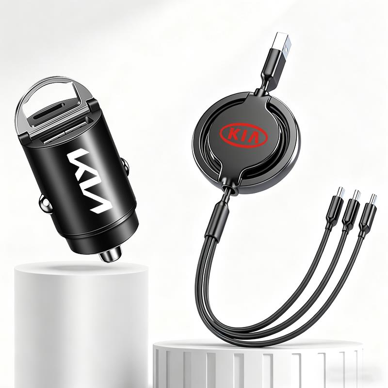 SKTF2 KIA Car Interior Charger 3 In 1 Charging Cable Accessories For KIA EV6 Stinger RIO Sorento Picanto Ceed Borrego Syros K4 K5 K8