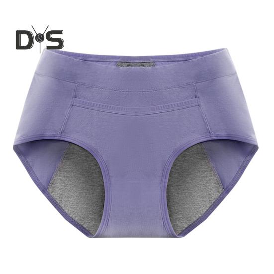 Women Menstrual Panties Mid Waist Cotton Anti-leak Plus Size Soft Breathable Anti-septic Solid Color Elastic Moisture-wicking Lady Briefs Period