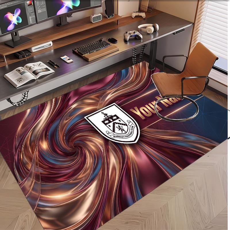 Personalized Crystal Velvet Carpet Burnley Football Pattern Non Slip Floor Rug