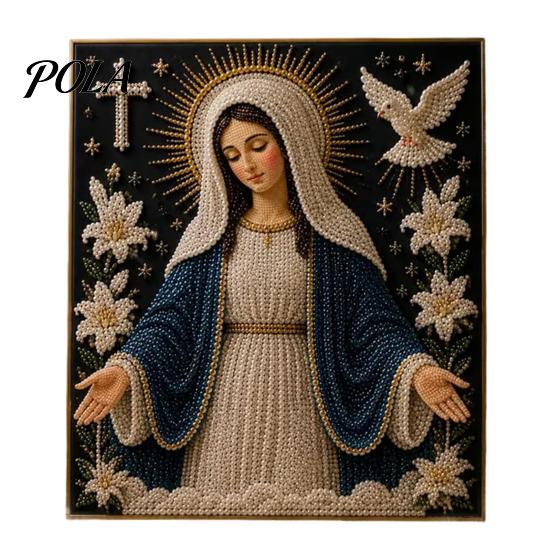 Набор жемчужной живописи 'Faith Pearl Painting Kit', Набор для самостоятельного создания картины с искусственным жемчугом 'Virgin Mary DIY Faux Pearl Art Kit', Набор для рукоделия 'Religious Pearl Painting Craft Set', Ручная работа для домашнего декора, настенное искусство для христианских уголков для молитвы