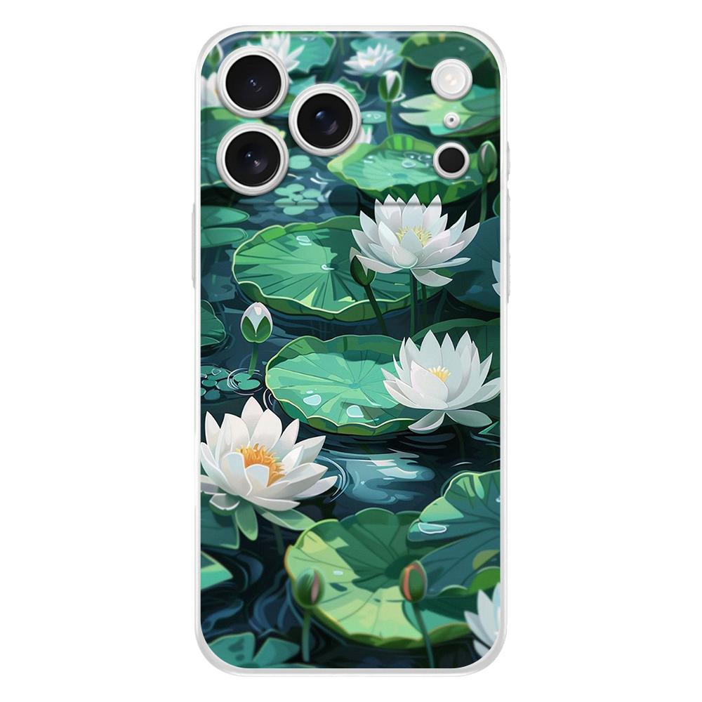 Мягкий прозрачный чехол из ТПУ для телефона iPhone 17 Air 16E 16 11 15 14 Pro MAX 12 13 7 8 Plus SE Пасхальный чехол Защита Узор Лотоса