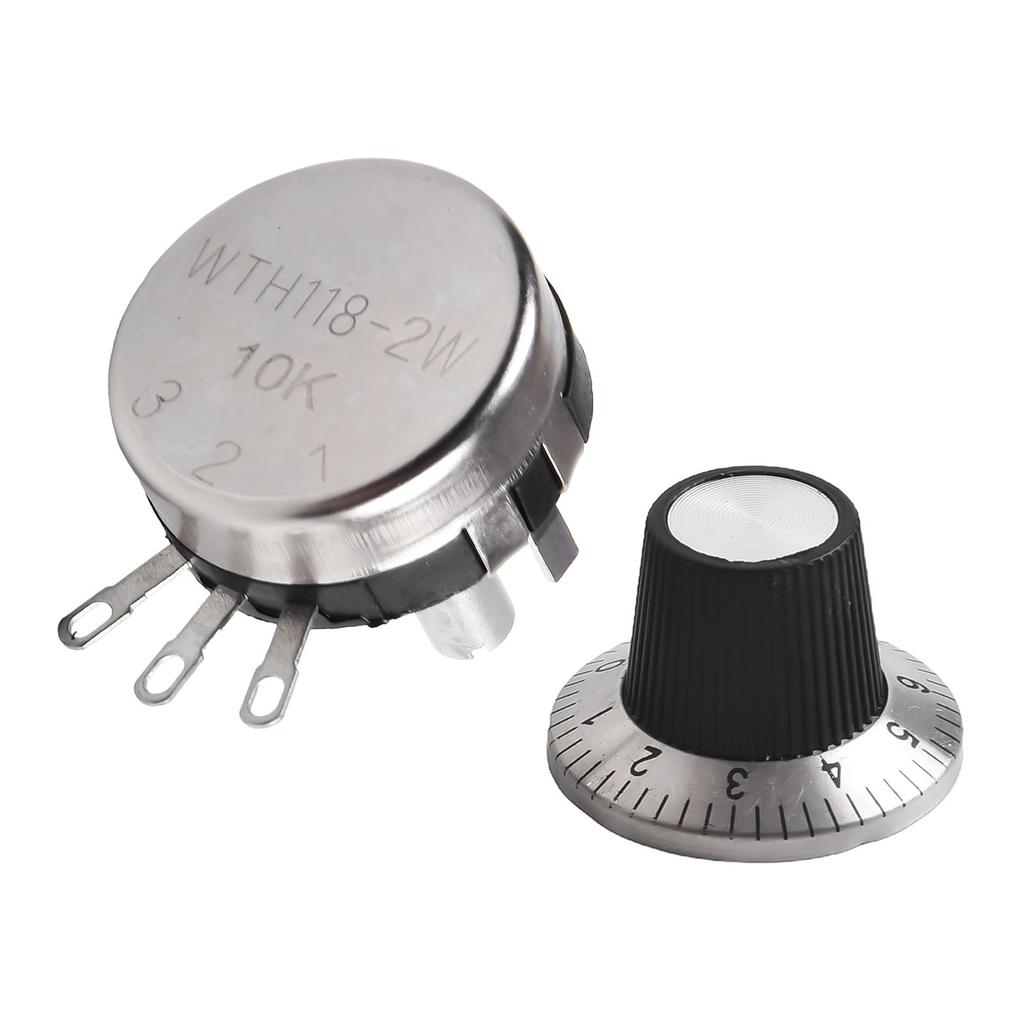 WTH118-2W 10K Ohm Round Shaft Carbon Linear Variable Potentiometer W Dial Knob