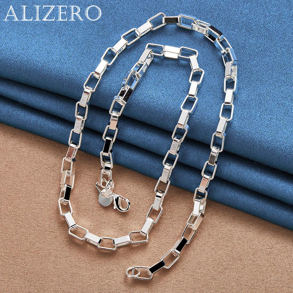 ALIZERO Ожерелье из стерлингового серебра 925 пробы 4 мм Длинная сетчатая цепочка Ожерелье для мужчин Женщин Ювелирные изделия Мода Вечеринка и Повседневная носка