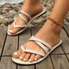Модные женские повседневные тапочки 2025 Новые летние универсальные сандалии Модные римские тапочки Женские отпускные пляжные балетки Шлепанцы женские