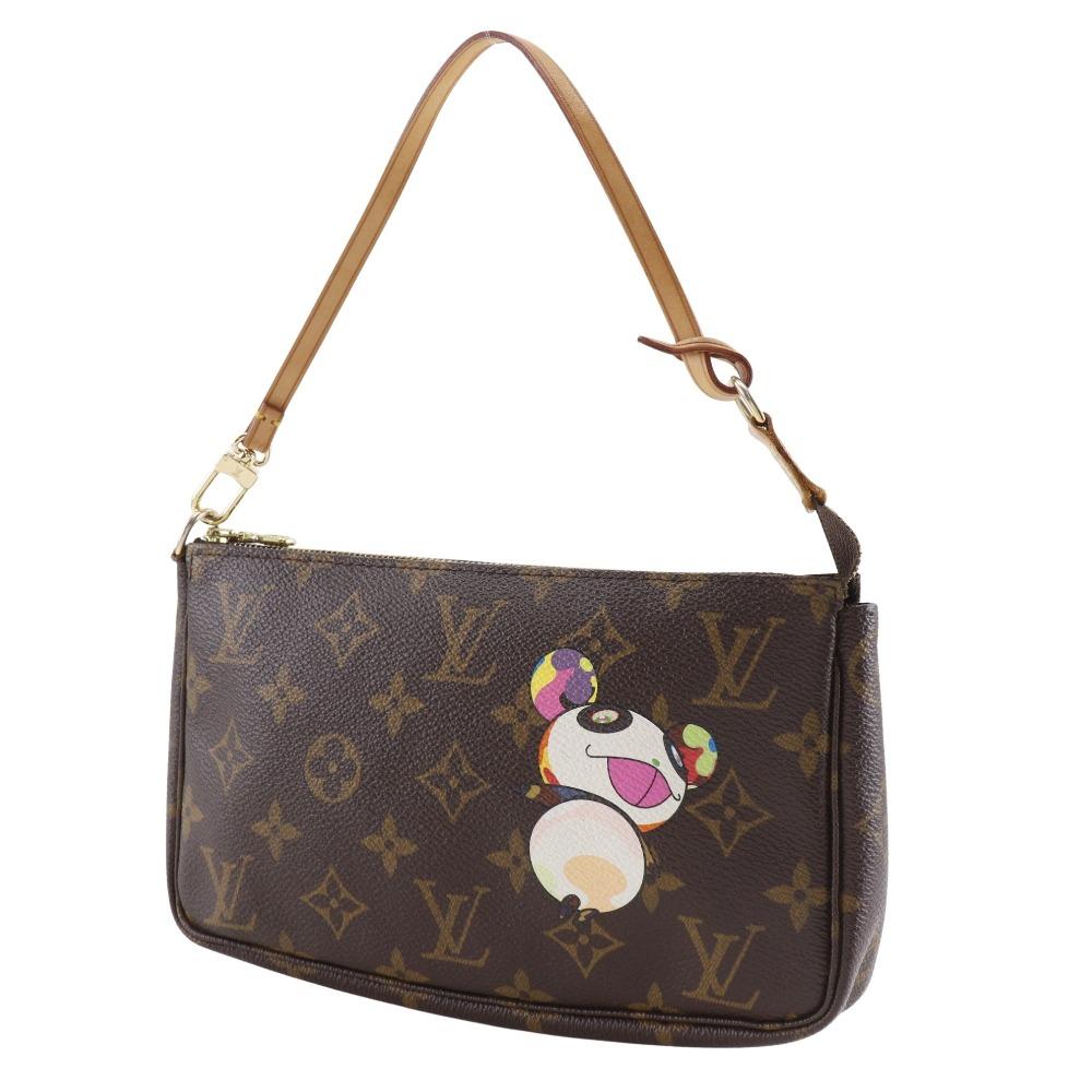 Louis Vuitton Косметичка Pochette Accessoires M51981 Панда Такаси Мураками коллаборация Косметичка Коричневая Канва Monogram Женская Б/у