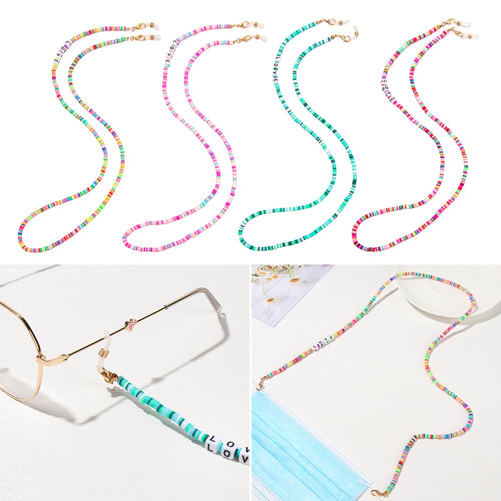 Женский Девочки Мягкая Полимерная Глина Нескользящая Цепочка для Очков Шнурок для Очков Шейный Ремешок Шнур Веревка для Солнцезащитных Очков