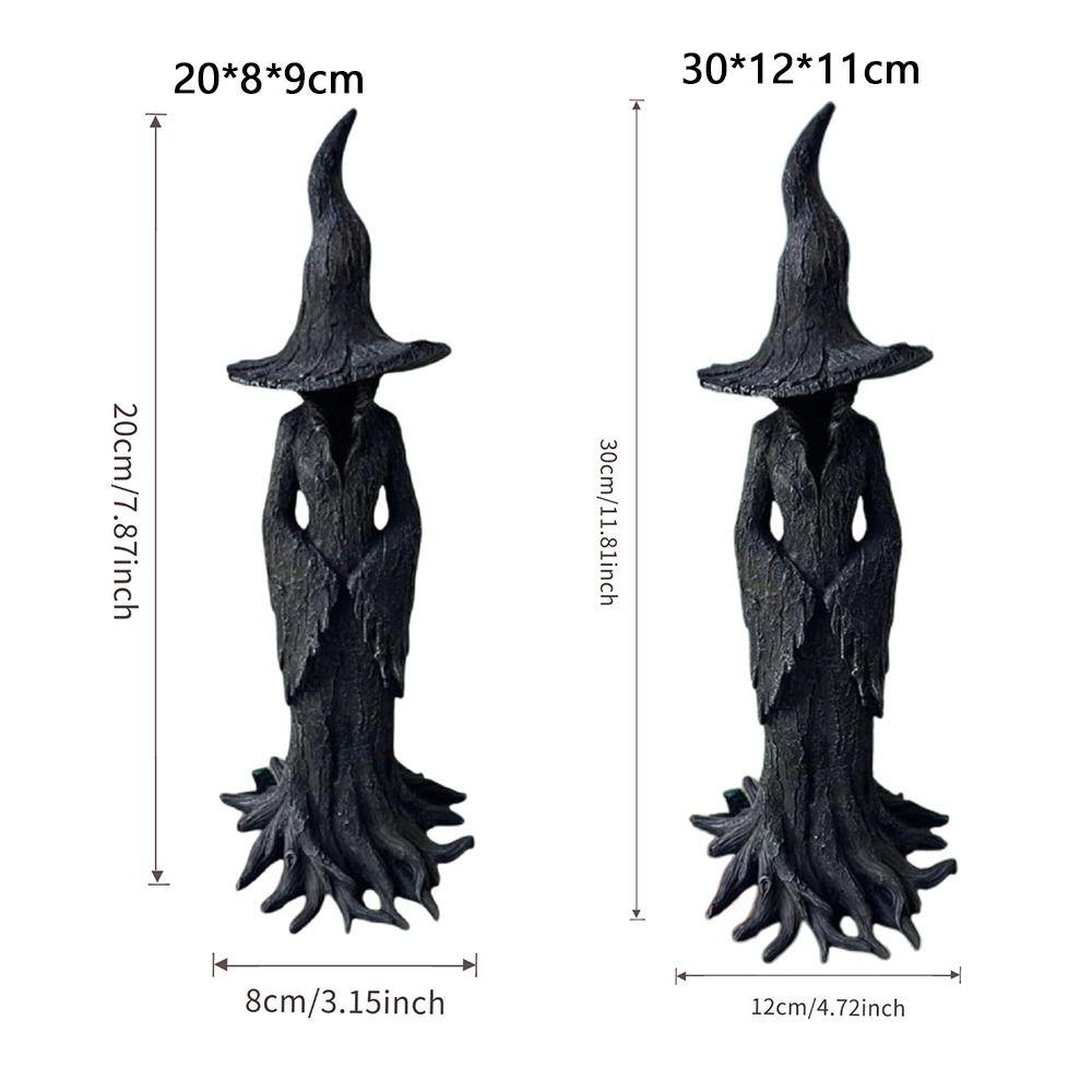 Black Ghost Witch Sculpture Gothic Halloween Party Decoration Halloween Witch Statue Haunted House