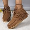 Women's Boots 2024 New Tassel Lace Up Rivet Short Boots Flat Bottom Tassel Comfort Non Slip Chelsea Women's Boots Botas Mujer