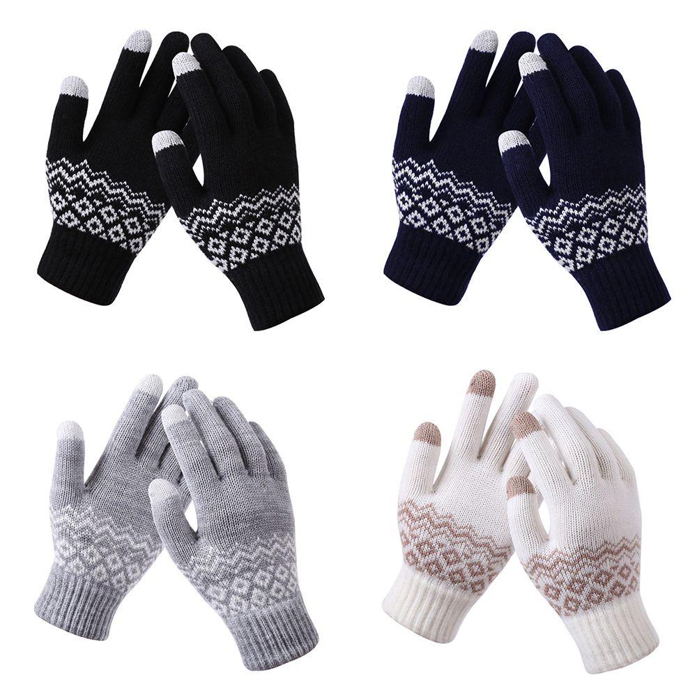 Outdoor Driving Cycling Elastic Cuff Warm Knit Gloves Touch Screen Gloves Mittens Winter Gloves