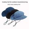 Blue Cowboy Bucket Hat with String  Men Denim Beach Sun Hat for Women Outdoor Hiking Couple Bob Panama Summer Fisherman Hat