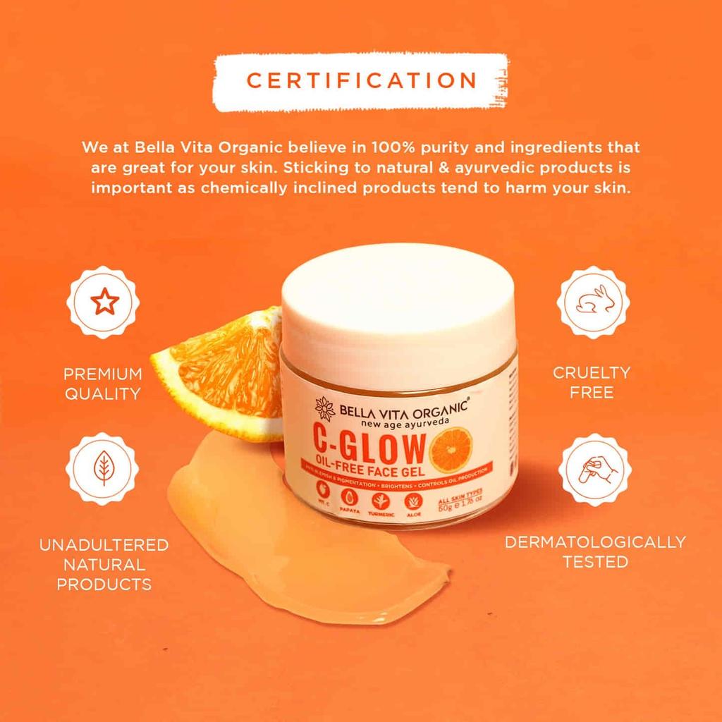 Гель для жирной кожи лица (50 г), C-Glow Oil-Free Face Gel,  Bella Vita