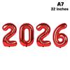 С Новым годом 2026 Шары Золотой Серебряный Розовый Черный Номер 2026 Фольгированные шары 16/32/40 дюймов Разноцветный баннер С Новым годом