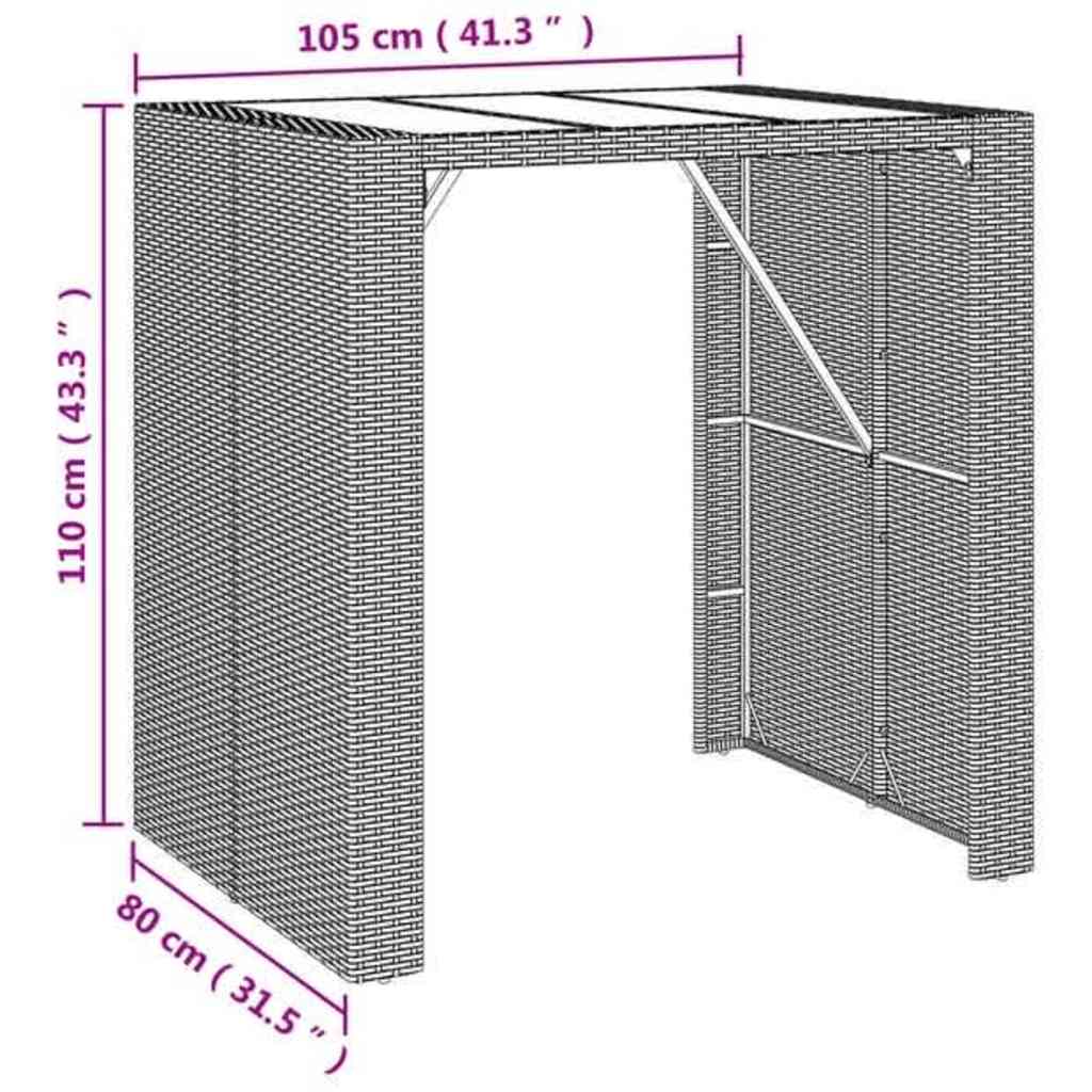 5 Piece Garden Bar Set Grey Poly Rattan