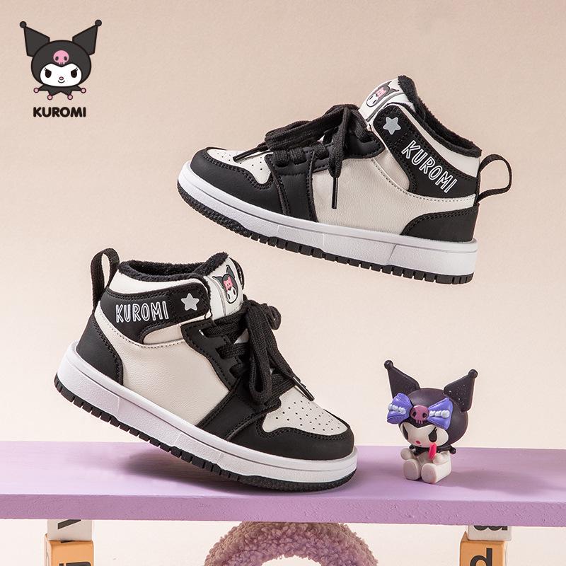 Kuromi Kids' Mid-Top Non-Slip Skate Shoes - Winter 2025 Velvet Warmth, Trendy Design for Boys & Girls