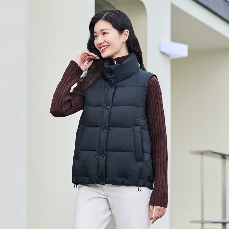 Tanboer Women's Stand Collar Loose Fit Down Vest